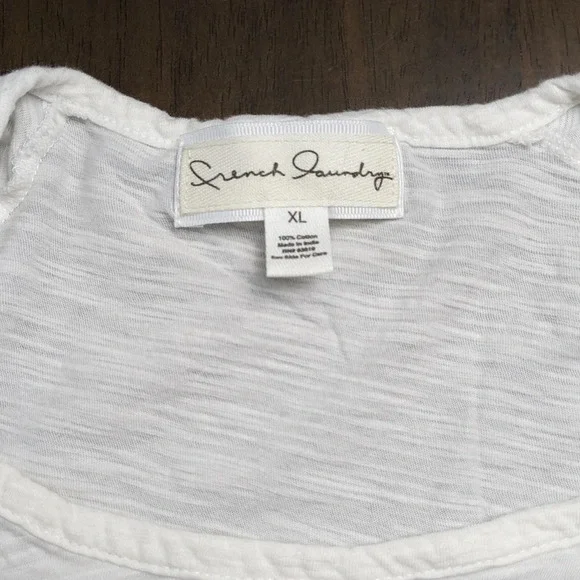 Short sleeved top cream blouse, fringe, XL - Picture 3 of 7